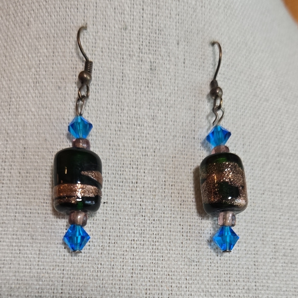 Art Glass Copper Wire Earrings
